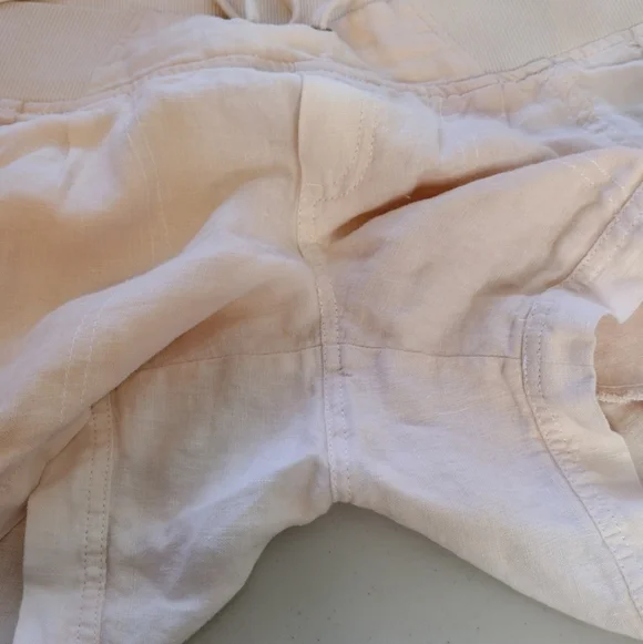 Athleta Women's 100% Linen Peach White Shorts - Picture 9 of 14